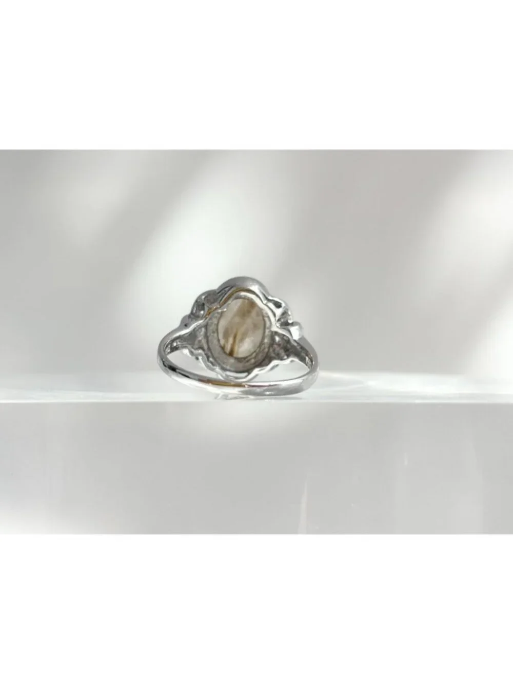 Golden Rutilated Gold Quartz Sterling Silver 925 Solitaire Vintage Ring sz 8.75